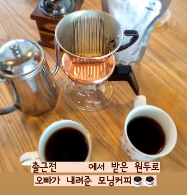 민혜연, 완벽 외조 받네…출근 전 ♥주진모가 직접 내린 모닝 커피 한 잔