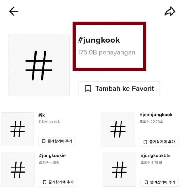 방탄소년단 정국 '틱톡'서 역대 전 세계 솔로 아티스트 조회수 1위→'#jungkook' 1750억 돌파