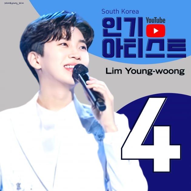 '유튜브 제왕' 임영웅…인기 아티스트 TOP4, 남자 솔로가수 1위