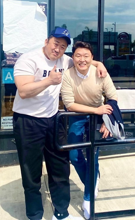 싸이, 마동석 옆에 서니 '귀요美 모먼트'…'브로맨스' 과시