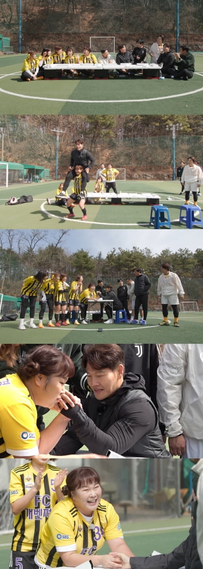 '레그 프레스 390kg' 성공한 김민경, 김종국과 팔씨름도 이기나 ('미우새')