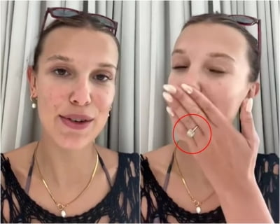 '기묘한 이야기' 일레븐, 본 조비 子와 약혼…3캐럿↑ 반지 포착 [TEN할리우드]