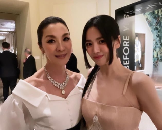 히메컷한 송혜교, 美 멧 갈라서 '오스카 주연상' 양자경과 재회