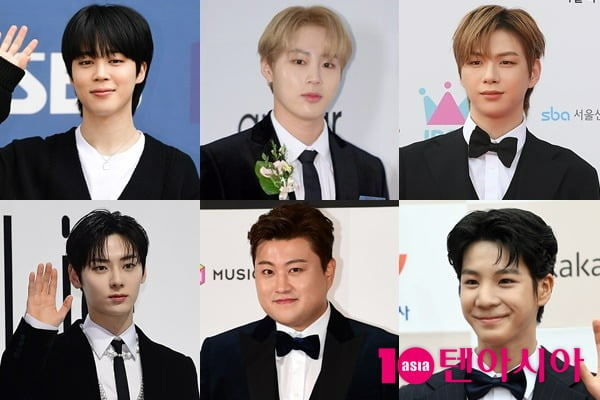 방탄소년단 지민, 하성운, 강다니엘, 정동원, 김호중, 황민현(왼쪽 위부터 시계 방향으로) /사진=텐아시아 DB