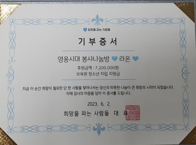 Lim Young-woong fan club Heroes Age volunteer sharing room 'Raon', sponsored 7.2 million won for birthday celebration