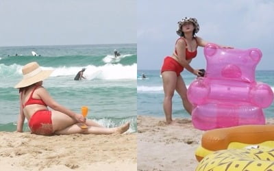 Park Na-rae, bold belly fat bikini posture