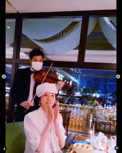 Shin Joo-ah, even a violinist at a 5-star hotel for her birthday