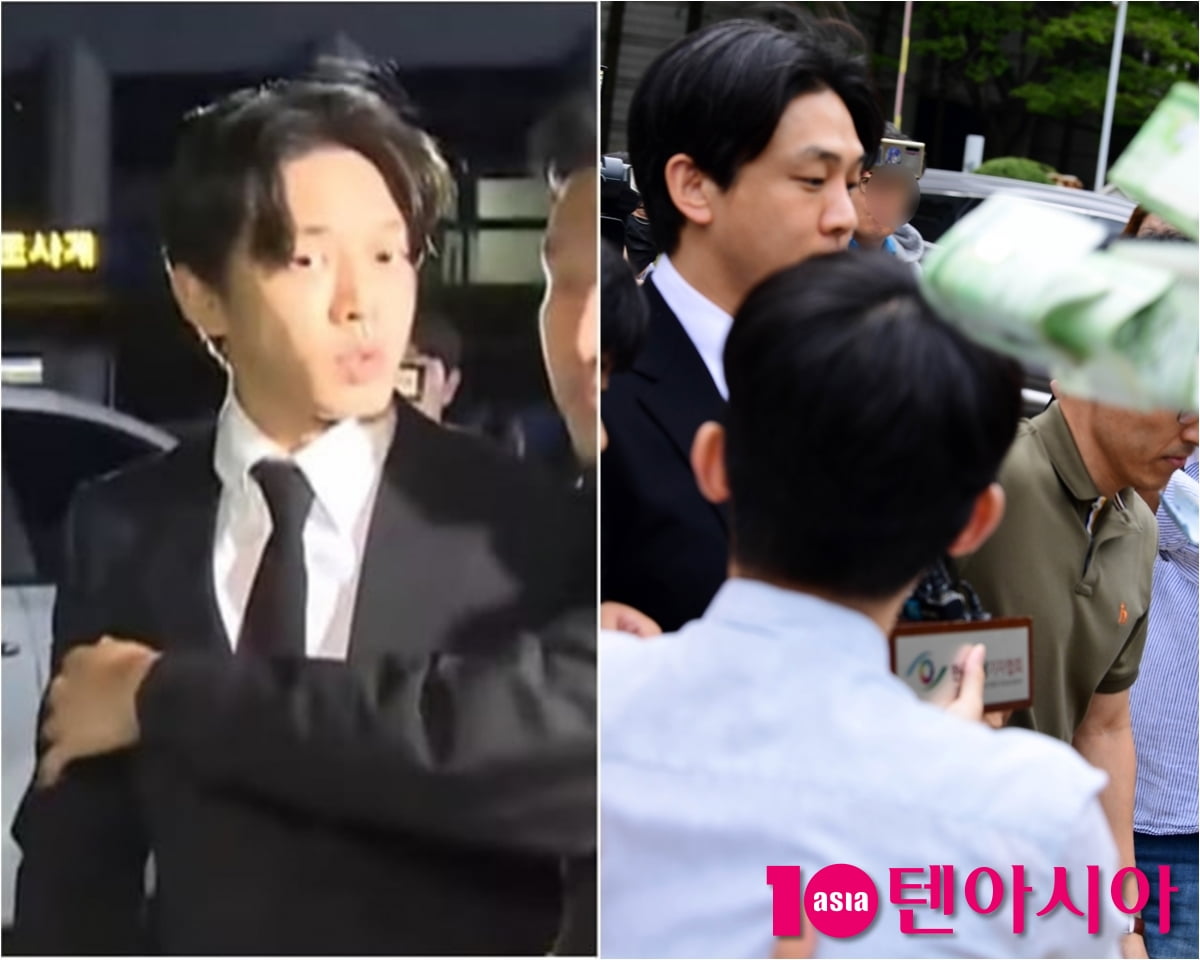 지난 5월 시민이 던진 페트병에 맞은 유아인-돈다발에 맞은 유아인/사진 = 연합뉴스TV 캡처, 조준원 기자 wizard333@