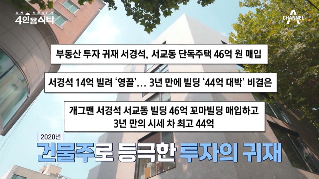 [종합] 서경석, 46억 건물주 된 이유 "어릴 적 살던 집 경매로 넘어가"('4인용식탁')