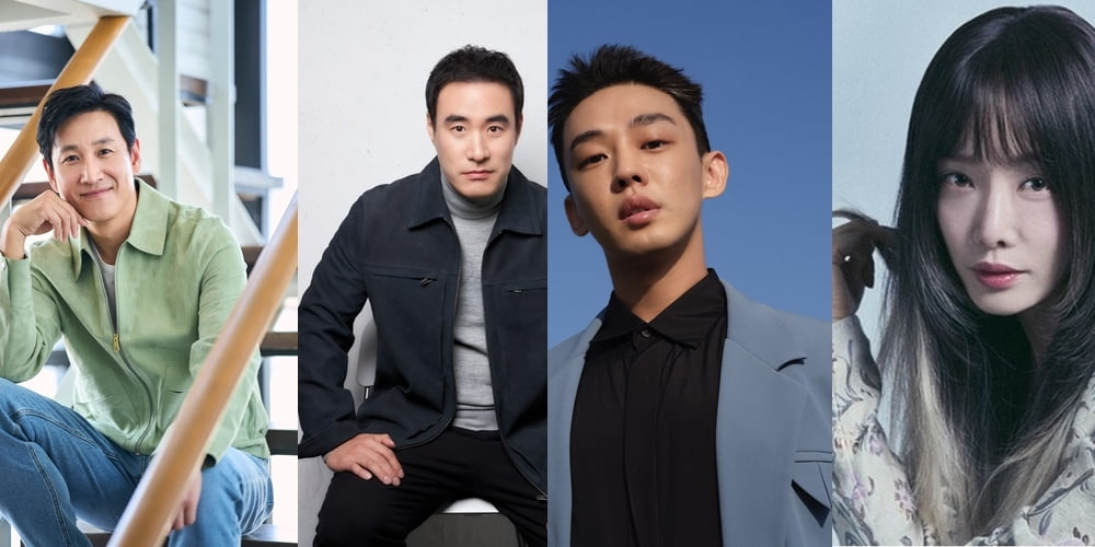 배우 이선균, 배성우, 유아인, 김히어라. /사진제공=롯데엔터테인먼트, 텐아시아 DB, UAA, 그램엔터테인먼트