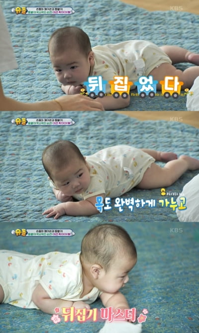 Jay's child, Shooting Star, succeeds in mastering the twist and turn flip.