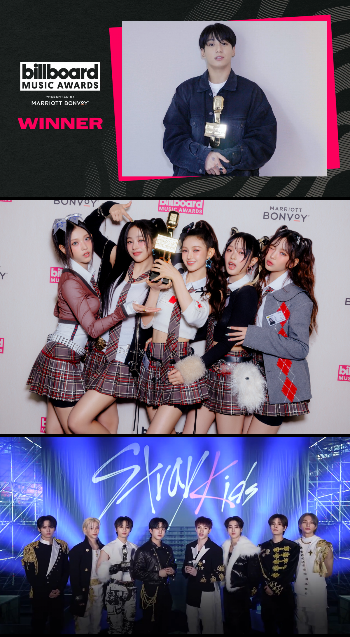 정국, 스트레이 키즈, 뉴진스 / 사진=2023 BBMAs