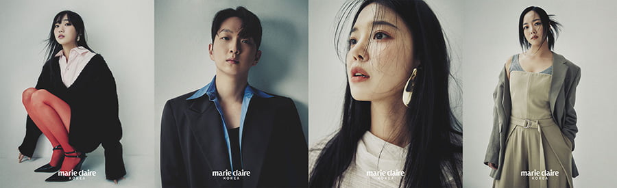 배우 오우리, 기진우, 임세미, 강진아. /사진제공='마리끌레르' 12월호 