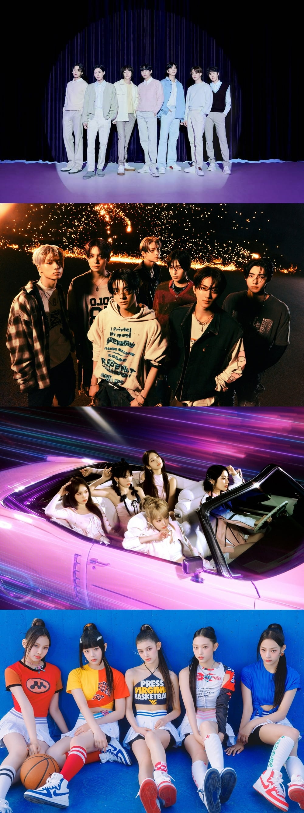 방탄소년단, 엔하이픈, 르세라핌, 뉴진스 / 사진제공=빅히트 뮤직, 빌리프랩, 쏘스뮤직, 어도어