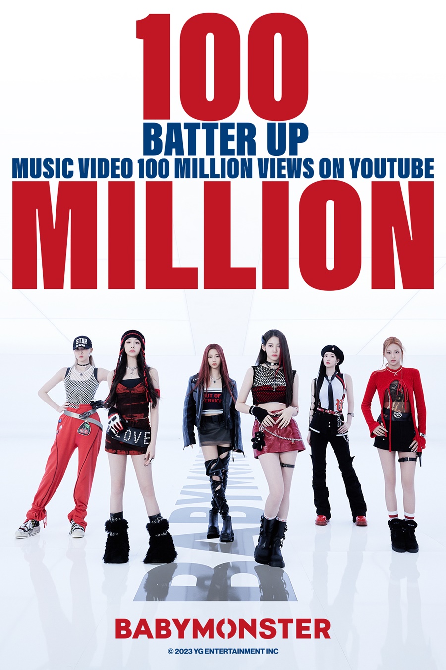 YG 베이비몬스터 'BATTER UP', K팝 그룹 데뷔곡 MV 최단 기간 1억뷰 돌파