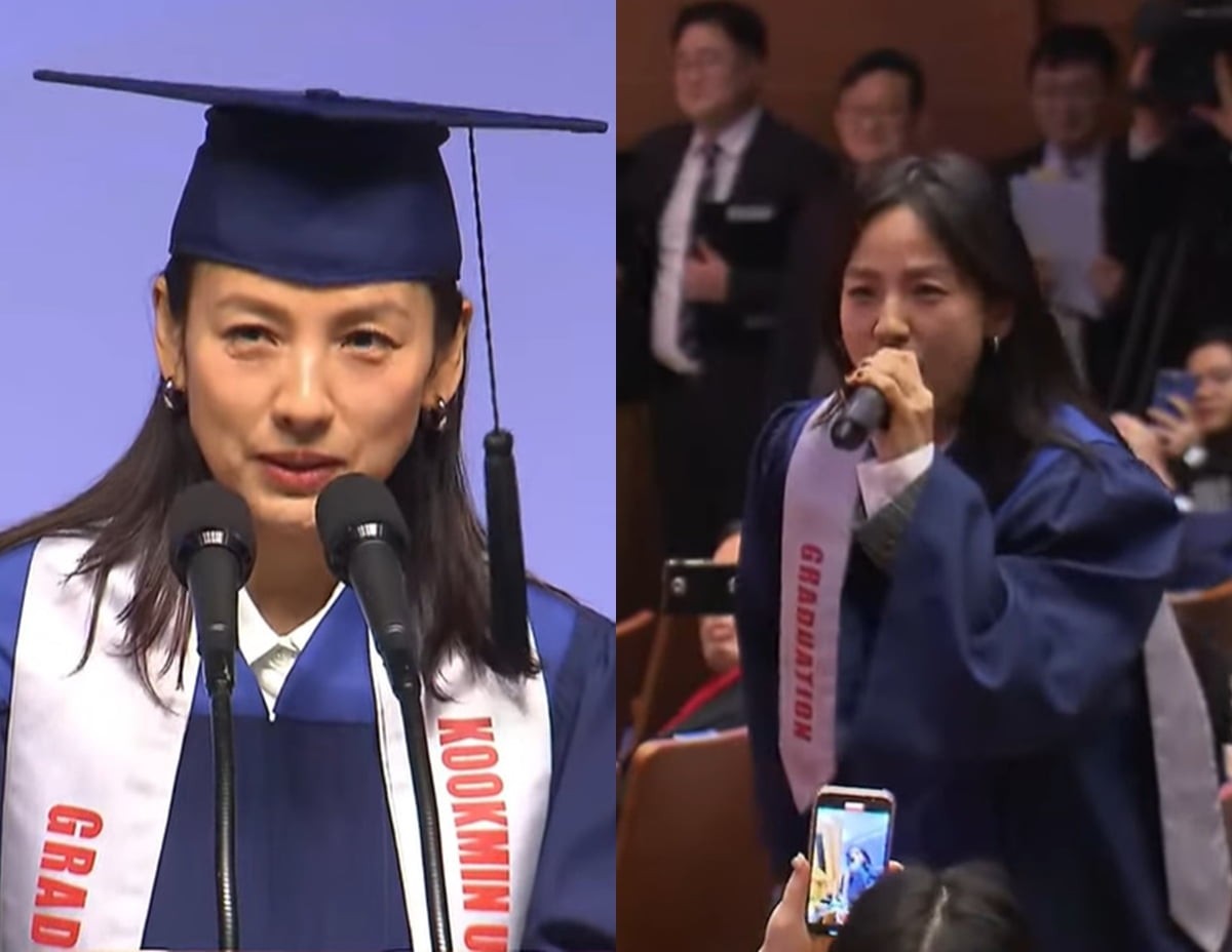 모교 국민대 졸업식 축사에 나선 가수 이효리/사진 = 현장 영상 캡처