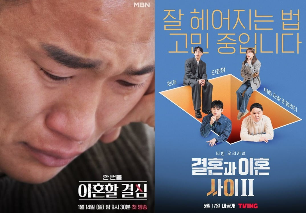 '이혼할 결심', '결혼과 이혼 사이' 포스터./사진제공=MBN, 티빙