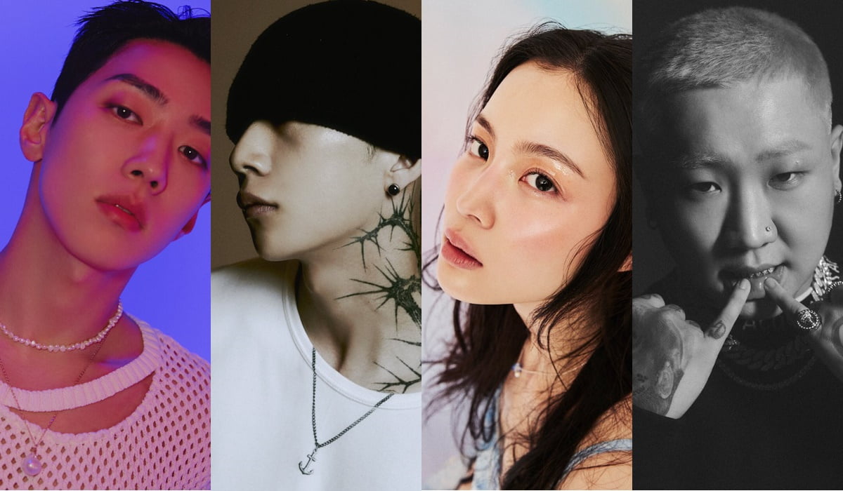 래퍼 그레이, 우원재, 가수 이하이, DJ 구스범스/사진=AOMG 소속사 홈페이지 캡처