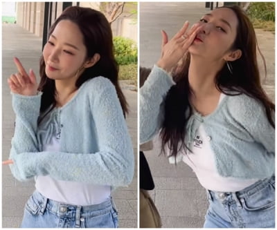 일반 메리야스인줄…박민영, 무려 84만원 명품 F사 탑입고 춤바람