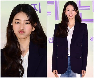겉으론 면접용 자켓같은데 514만원대…수지, 바지까지 명품 S사로 휘감아