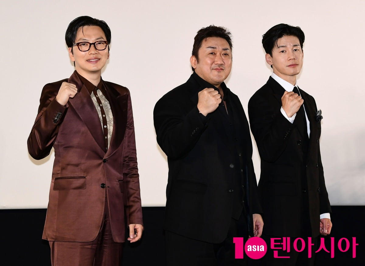 [TEN포토]이동휘-마동석-김무열 '범죄도시4 흥행 감사합니다'