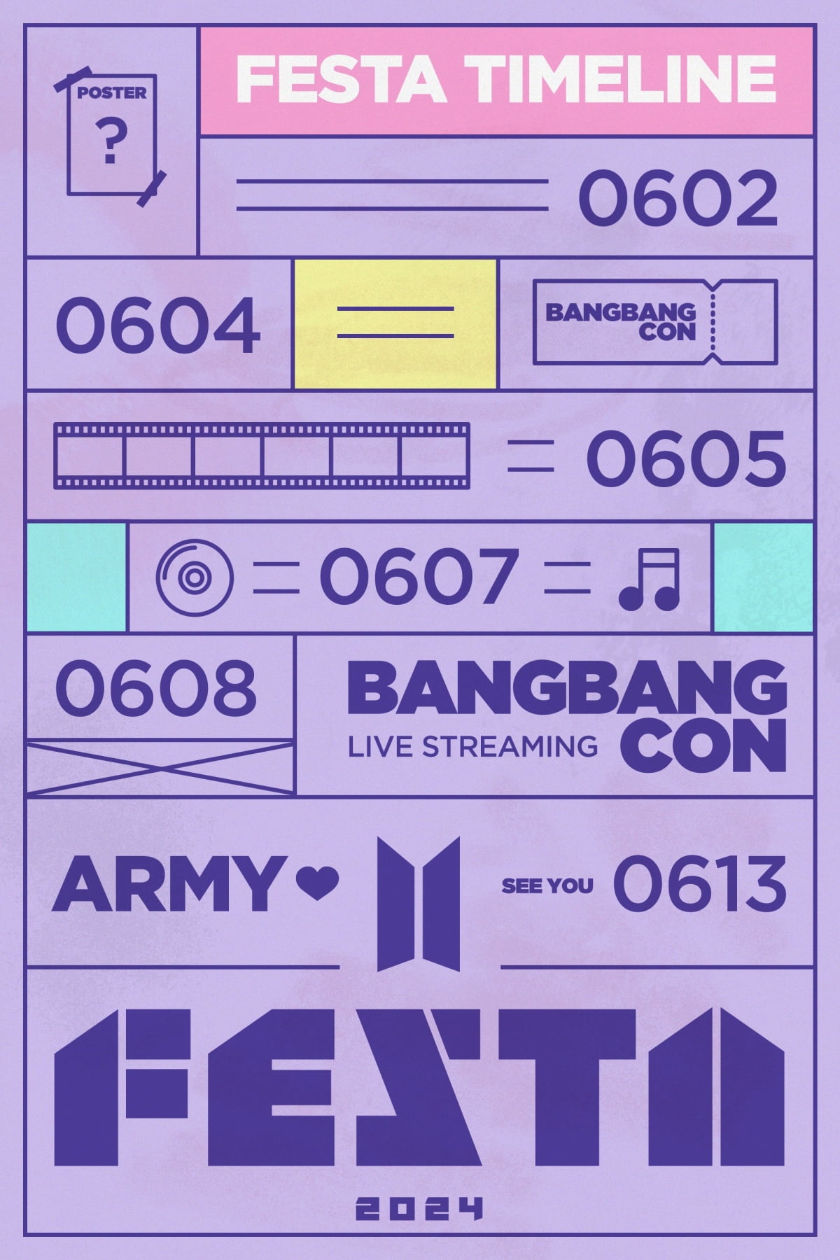 방탄소년단과 ARMY의 축제가 돌아왔다…'2024 FESTA' 타임라인 공개
