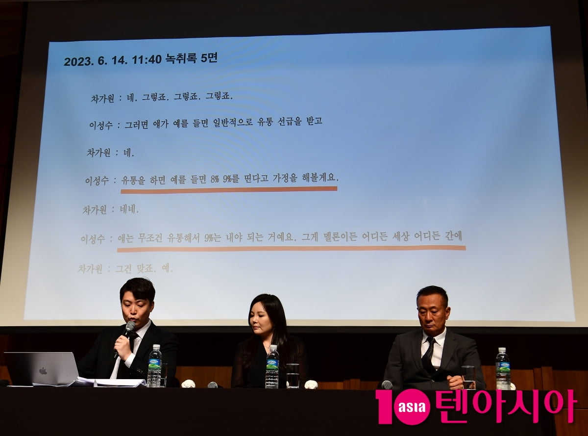 [TEN포토]녹취록 공개하는 첸백시 INB100 소속사