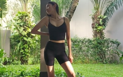 '177cm 54kg' 한혜진, 관리를 얼마나 한 거야…완벽한 레깅스 핏 자랑TEN★]