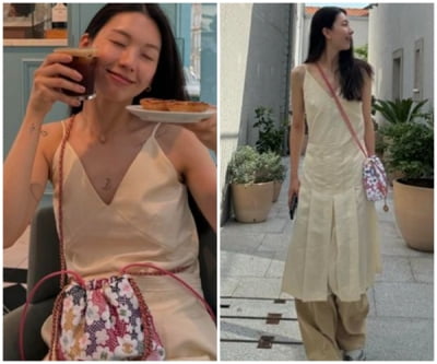 축구선수 남편 연봉 얼마길래…김진경, 822만원 꽃무늬 백으로 포인트