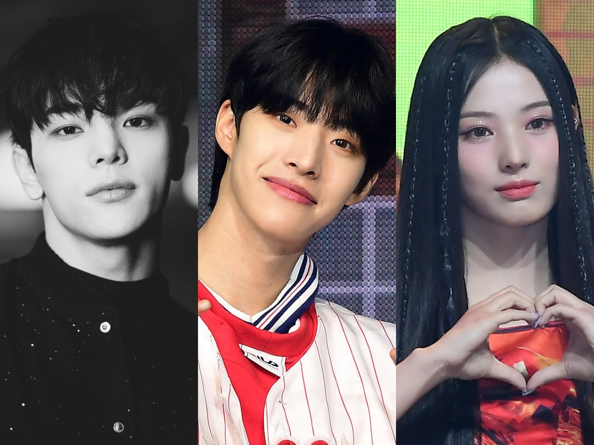 그룹 스트레이키즈 출신 김우진, 유나이트 출신 현승, 엔믹스 출신 지니/사진=KMR 제공, 텐아시아 사진DB