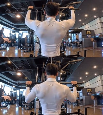 "오빠 힘내♥"…기태영, 유진 응원 부르는 잔뜩 성난 등 근육