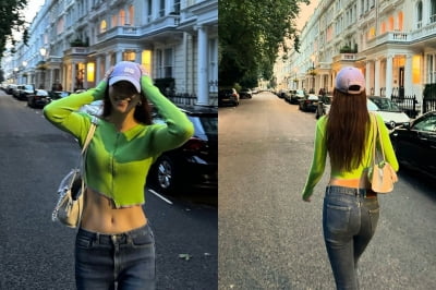 지이수, 런던서 아찔한 11자 복근 과시…'꾸안꾸'의 정석이네