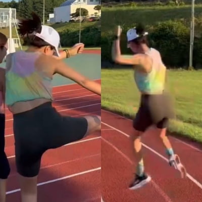 '168cm 48kg' 진서연, 대문자 'E' 인증…운동 중에도 펄쩍펄쩍