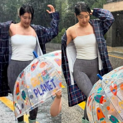 '44세' 애엄마 사유리, 완벽한 S라인 드러내며 대낮 '빗물 샤워' 감행