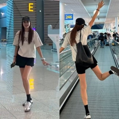 '애둘맘' 양미라, '174cm 56kg'라더니 무빙워크 런웨이 만드는 학다리