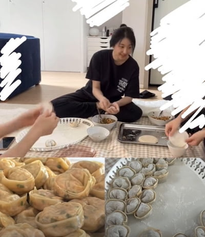 밖에선 '썸머퀸'인데…이채연, 거실 바닥서 김치만두 빚는 현실