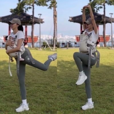 유모차 당장 버려…'171cm' NS윤지, 딸 두르고도 남아도는 체력