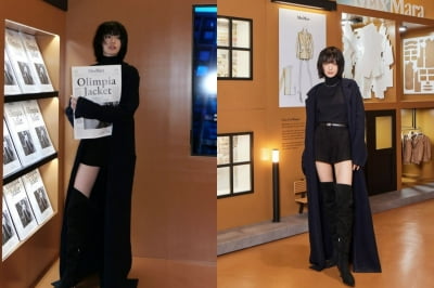 '171cm·48kg' 나나, 롱코트로도 몸매 못 가리네…올블랙 시크함까지 완벽