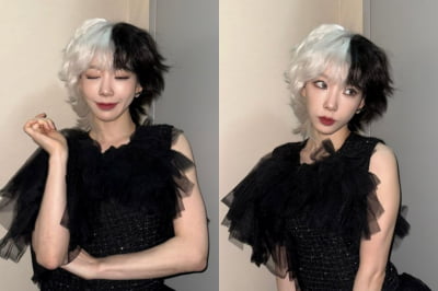 태연, 스크린 찢고 나왔나…크루엘라 삼킨 파격 투톤 헤어