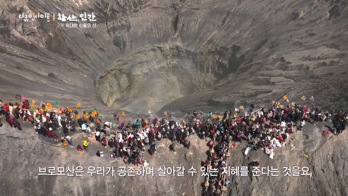 "아들은 안 했으면"…맨몸 벌꿀 채집→독한 유황 가스, 가족 위해 위험 감수('화산, 인간')