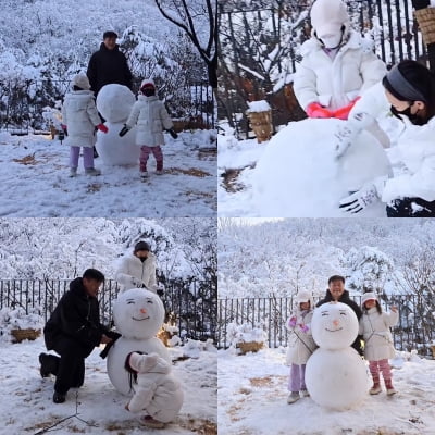 박진영, 9세 연하 ♥아내·두 딸과 눈사람 제작…현빈♥손예진 이웃사촌 [종합]