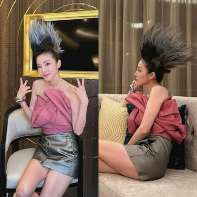 산다라박, 머리 무슨 일이야…강력하게 솟은 파격 헤어 '눈길'