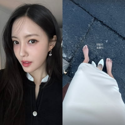 '4월 결혼' 효민, 외국서 웨딩 촬영하나…화이트 스커트+힐 조합 '눈길'