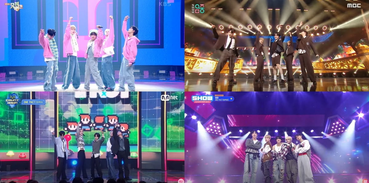 원팩트/ 사진 = MBC M '쇼! 챔피언', Mnet '엠카운트다운', KBS2 '뮤직뱅크', MBC '쇼! 음악중심' 방송 캡처