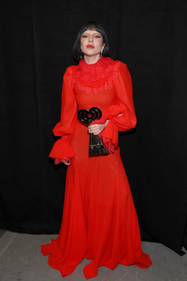 LOS ANGELES, CALIFORNIA - MARCH 17: (FOR EDITORIAL USE ONLY) Lady Gaga, winner of the iHeartRadio Innovator award, attends the 2025 iHeartRadio Music Awards at Dolby Theatre in Los Angeles, California on March 17, 2025. Broadcasted live on FOX. (Photo by Kevin Mazur/Getty Images for iHeartRadio)