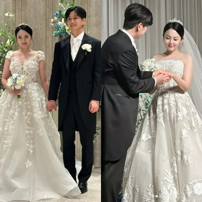 '♥얼짱과 17년간 교제' 강은비, 결혼식서 드레스만 3벌…여한 없이 입었네