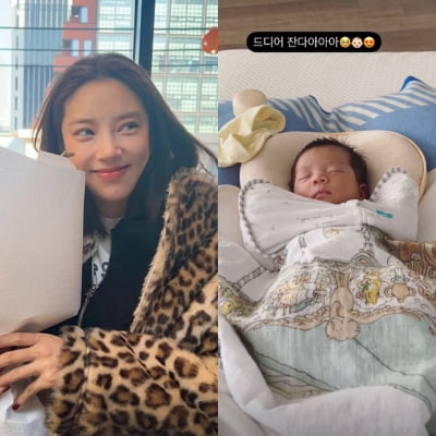 손담비, 꼬물꼬물 잠든 천사에 하트 뿅뿅…나들이는 언제 갈래