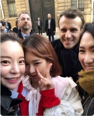 "그냥 외국인으로 알았는데"…맹승지, 어쩌다 찍힌 사람이 '프랑스 마크롱 대통령'