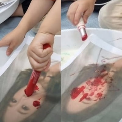 홍현희, 아들 색칠 놀이에 경악…엄마 얼굴을 빨간색으로 '헉'