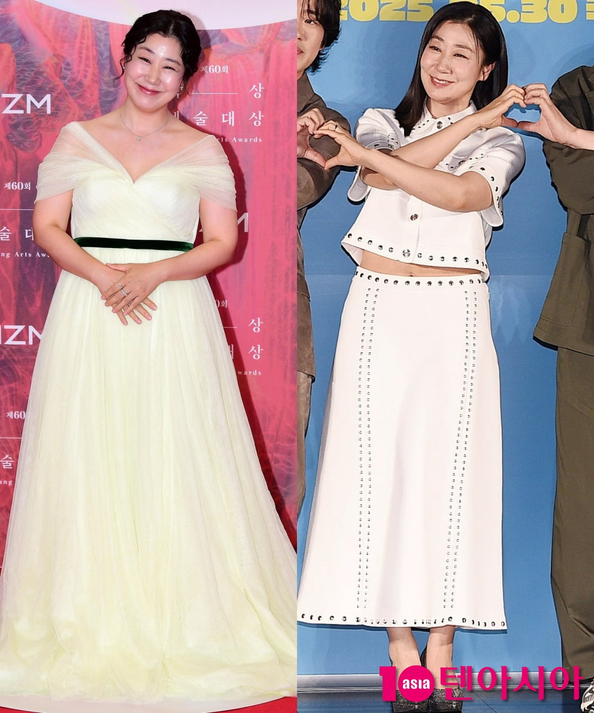 2024년 5월 라미란과 2025년 5월 라미란. / 사진=텐아시아DB